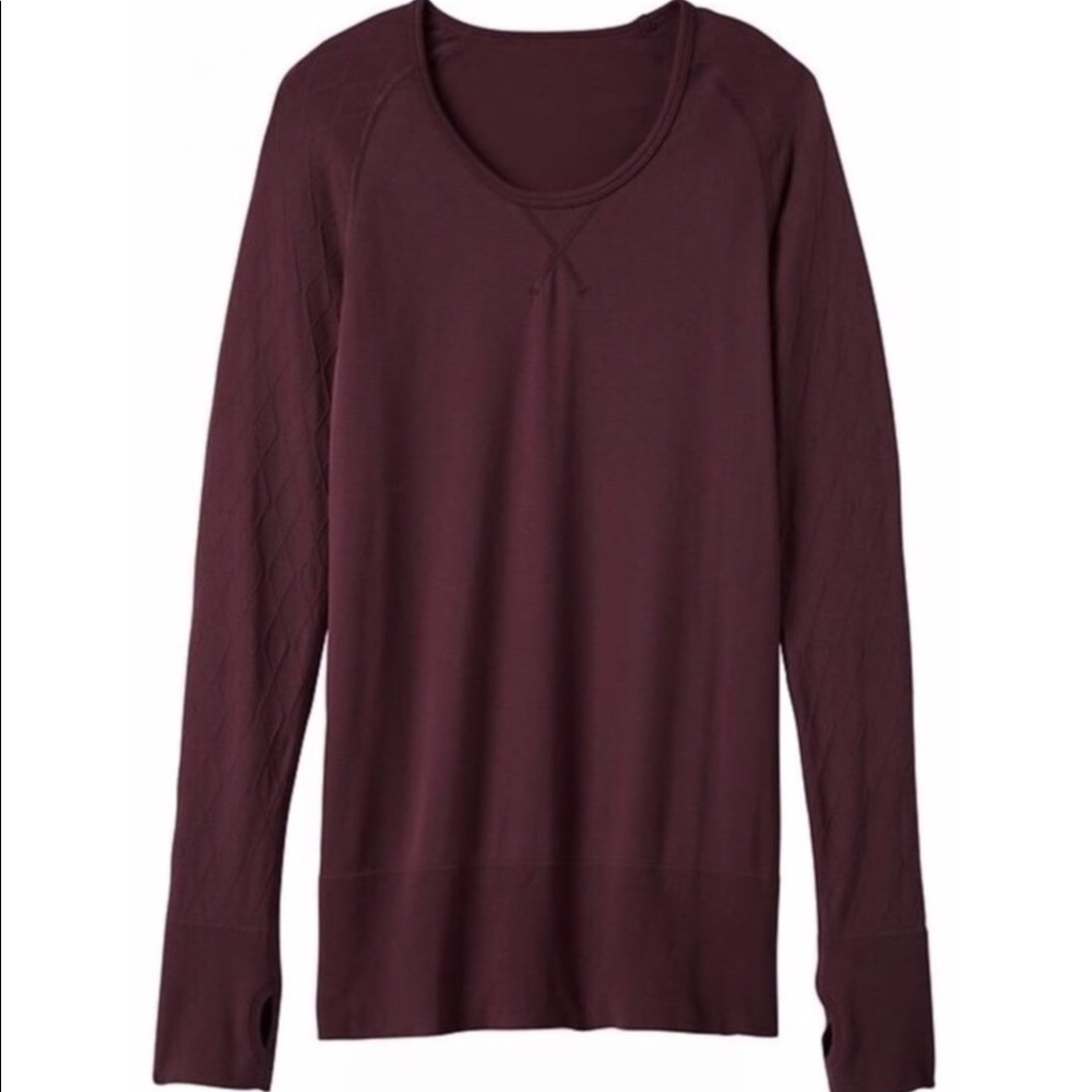 Athleta Long Sleeve Seamless Athletic Workout Top Burgundy Size Small